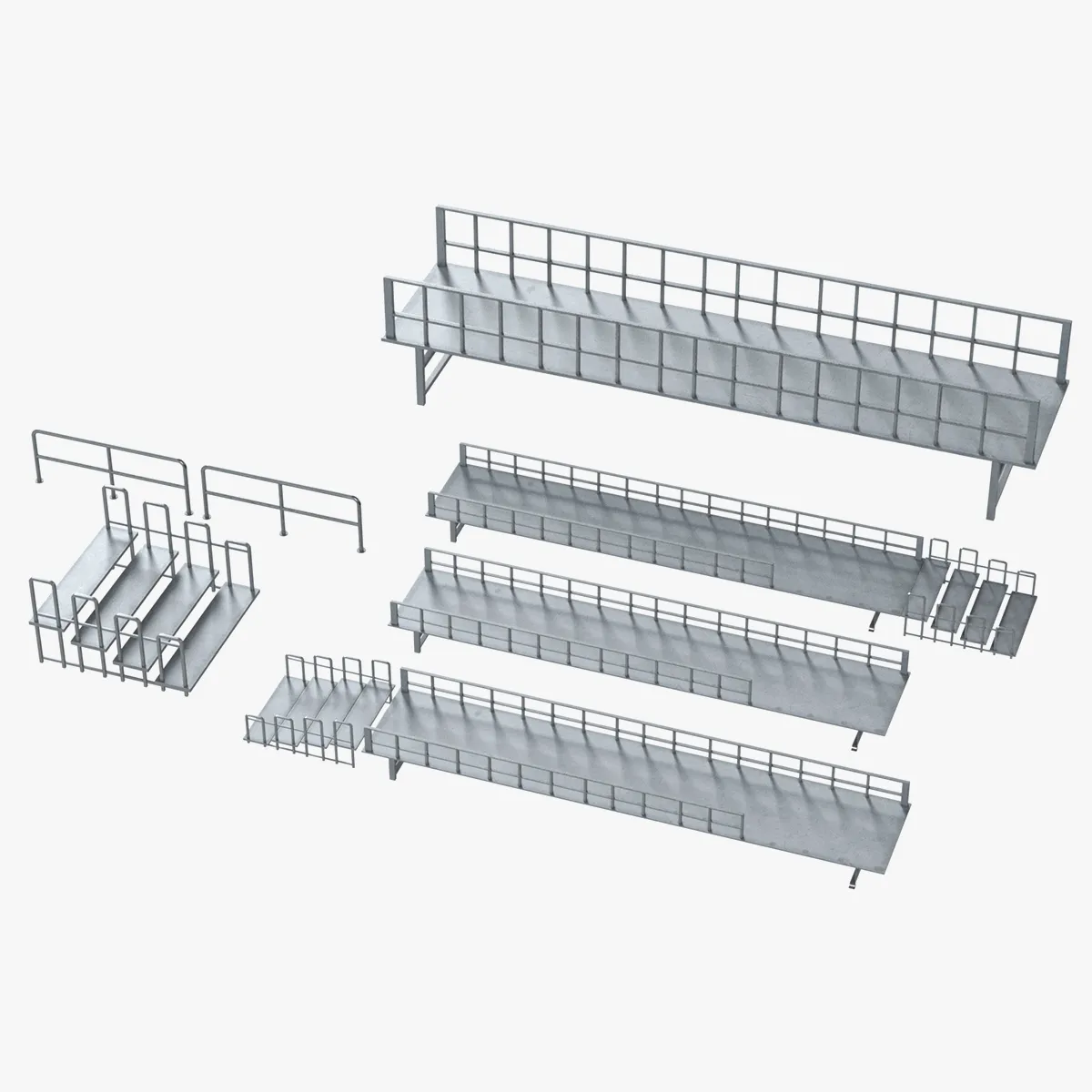 Foot Steps Barricade and Deck 3D Model .c4d .max .obj .3ds .fbx .stl .blend 