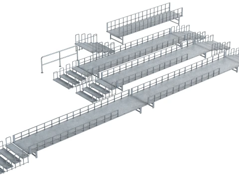 Foot Steps Barricade and Deck 3D Model