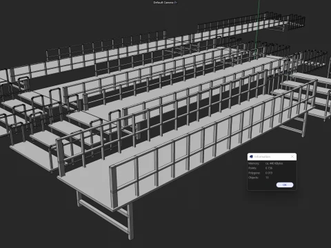 Foot Steps Barricade and Deck 3D Model