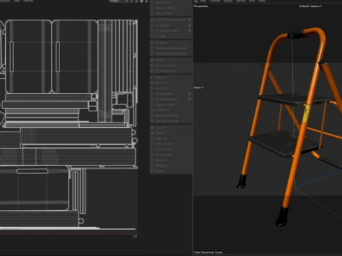 2 Step Metal Ladder Folded 3D Model