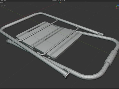 2 Step Metal Ladder Folded 3D Model