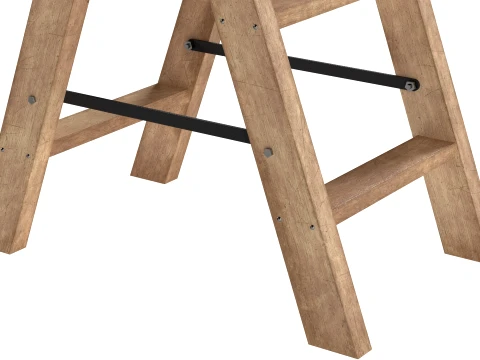 2 Step Wooden Ladder Light Wood 3D Model