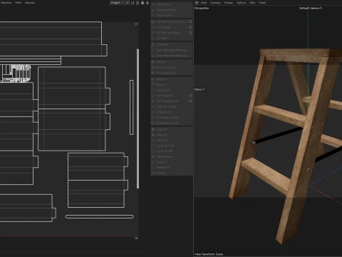 2 Step Wooden Ladder Light Wood 3D Model
