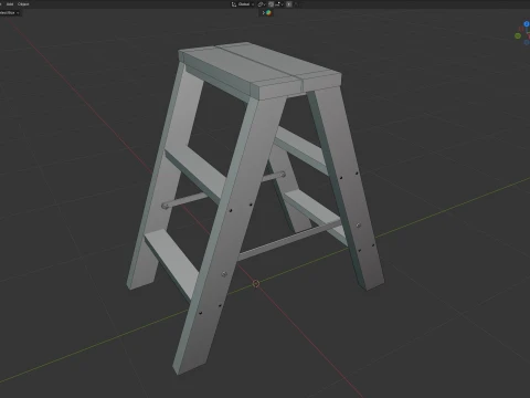 2 Step Wooden Ladder Light Wood 3D Model