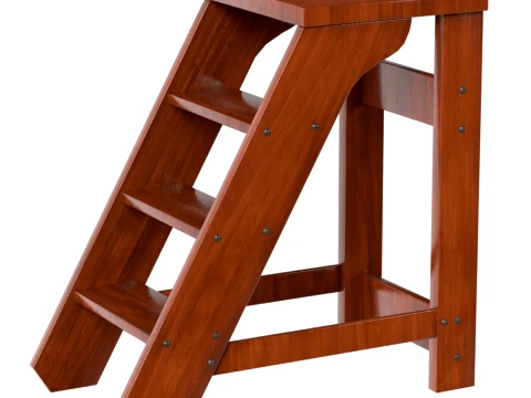 3 Step Wooden Ladder New Polished 3D Model