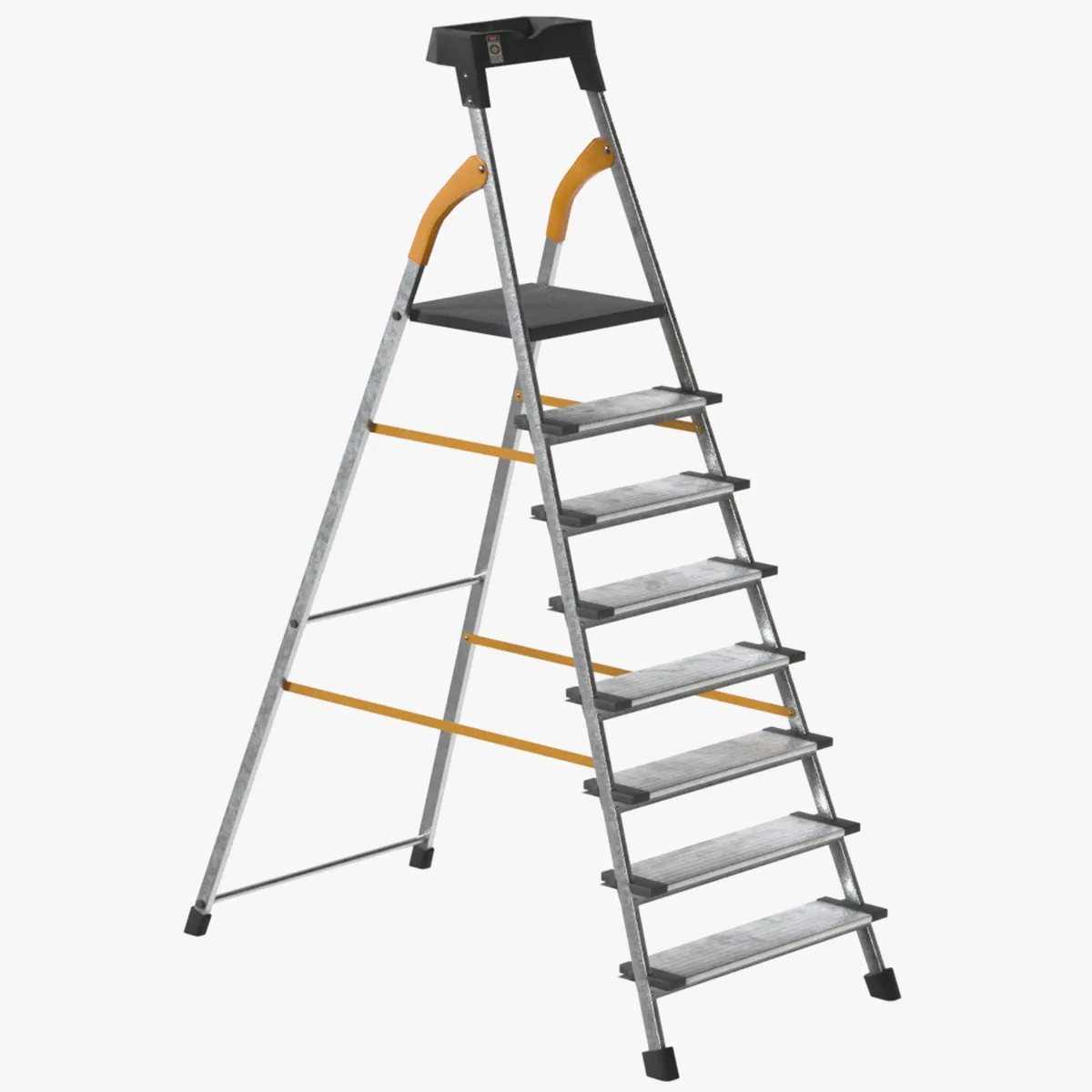 7 Step Metal Ladder 3D Model .c4d .max .obj .3ds .fbx .stl .blend 