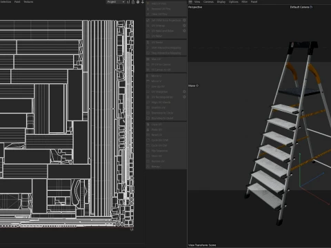 7 Step Metal Ladder 3D Model