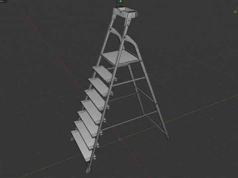 7 Step Metal Ladder 3D Model