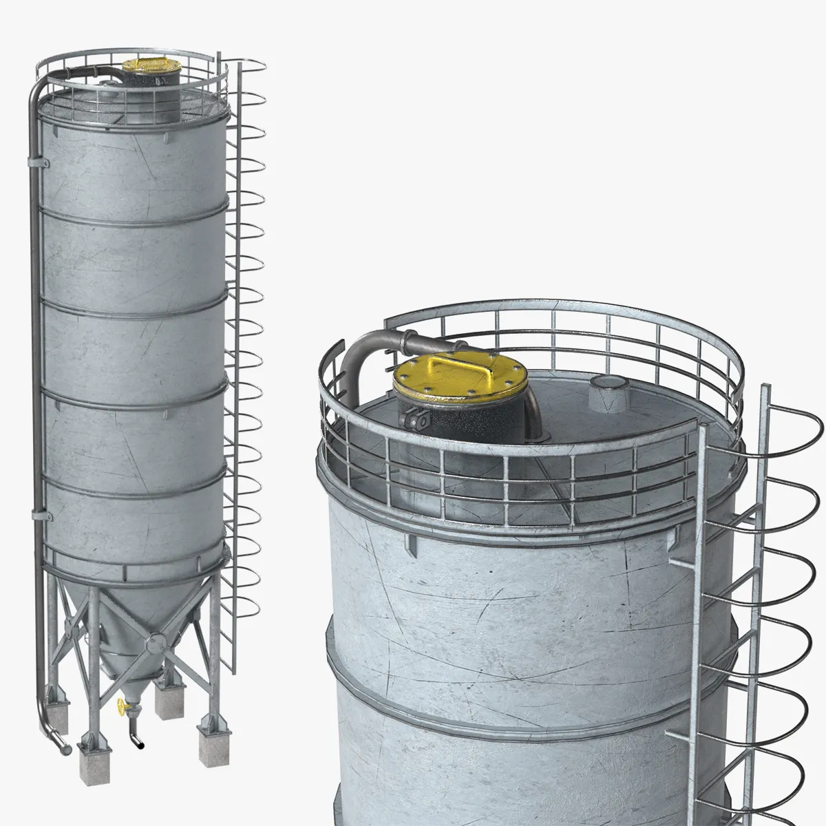 Container Silo Tank 2 3D Model .c4d .max .obj .3ds .fbx .stl .blend 