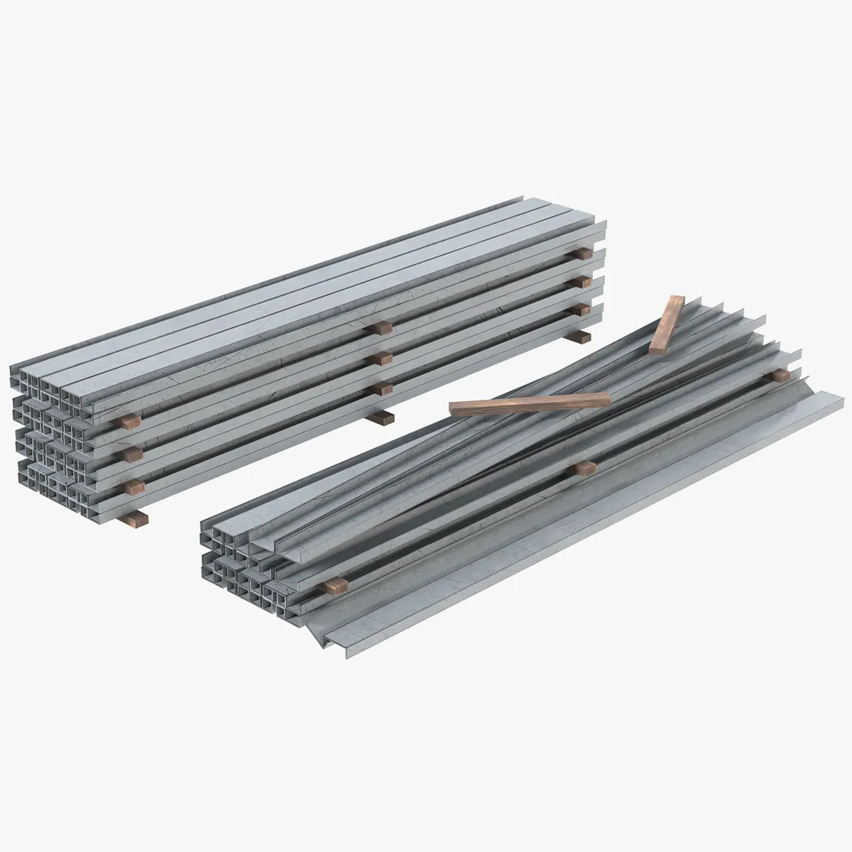 Metal Bar Pile 3D Model .c4d .max .obj .3ds .fbx .stl .blend 