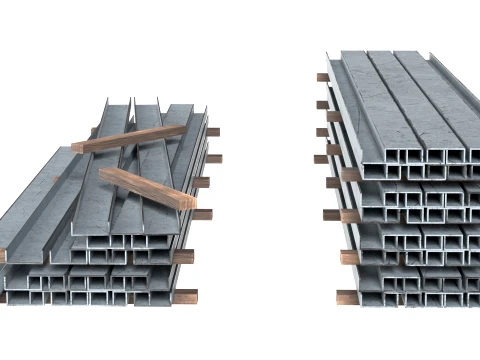 Metal Bar Pile 3D Model