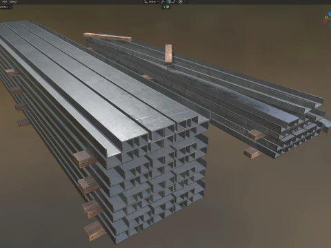Metal Bar Pile 3D Model