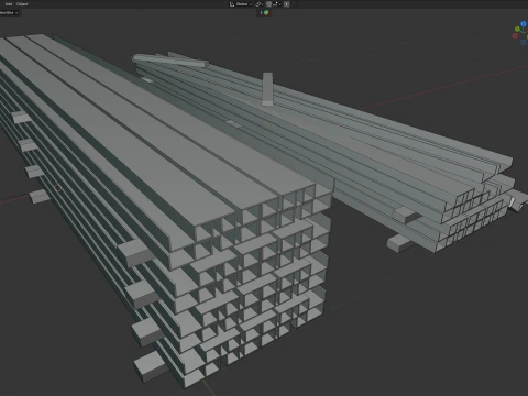 Metal Bar Pile 3D Model