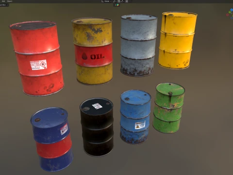 Oil Drum Collection 3D Model