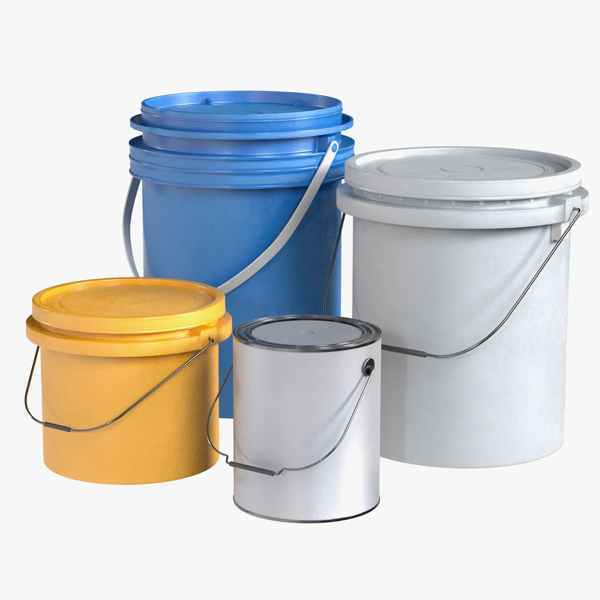 Plain Paint Bucket 3D Model .c4d .max .obj .3ds .fbx .stl .blend 