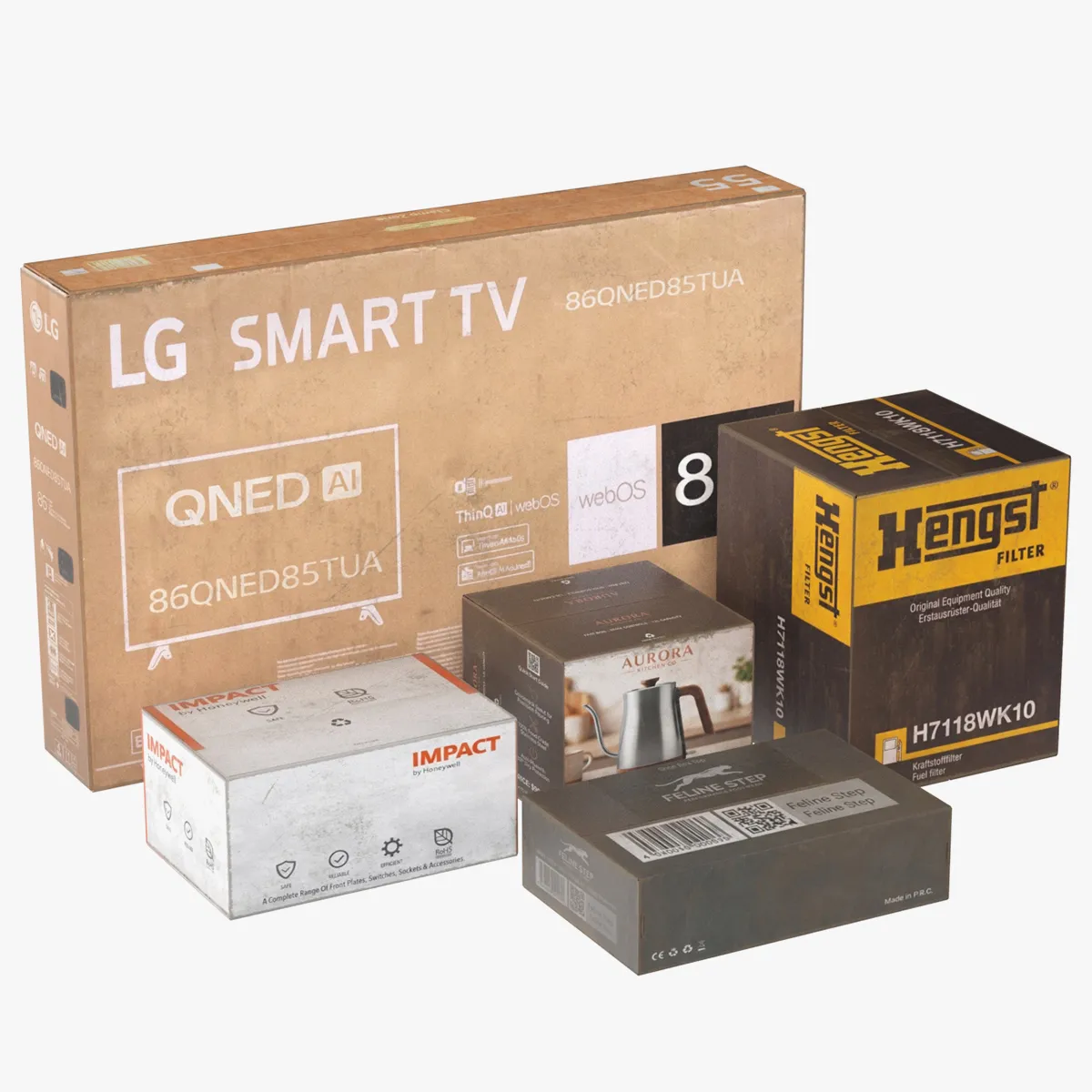 Product boxes 3D Model .c4d .max .obj .3ds .fbx .stl .blend 