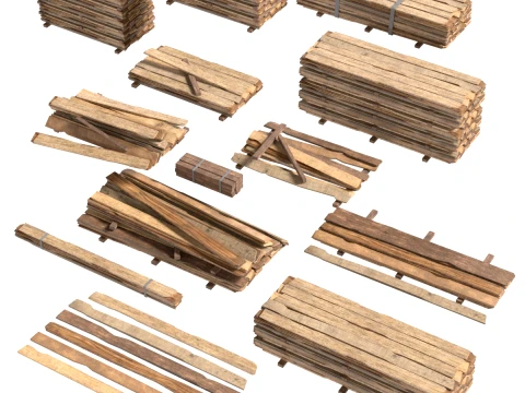 Stack of Wooden Planks Modelo 3D