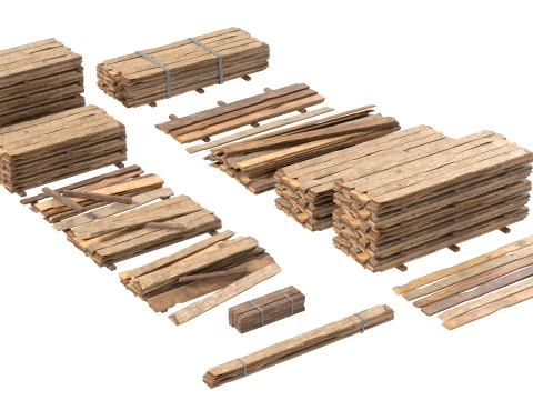 Stack of Wooden Planks 3D Model