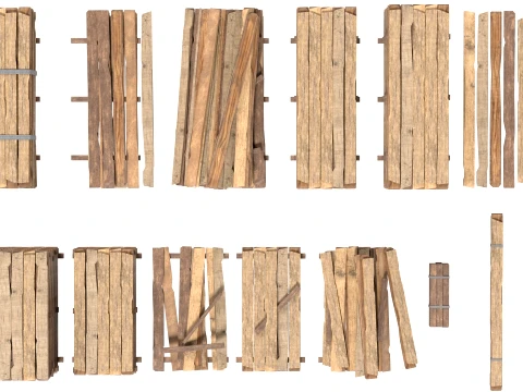 Stack of Wooden Planks 3D Model