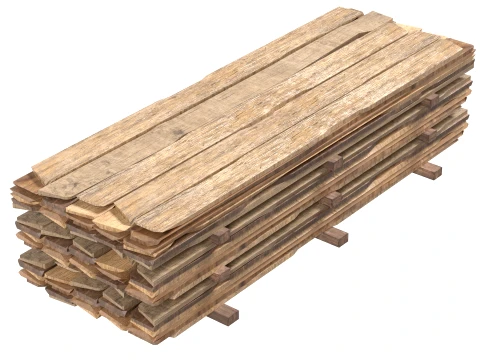 Stack of Wooden Planks 3D Model