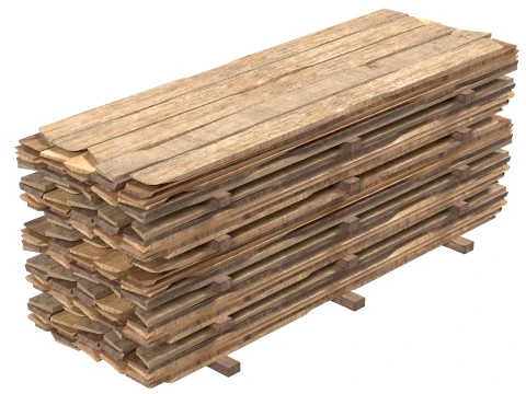 Stack of Wooden Planks 3D Model