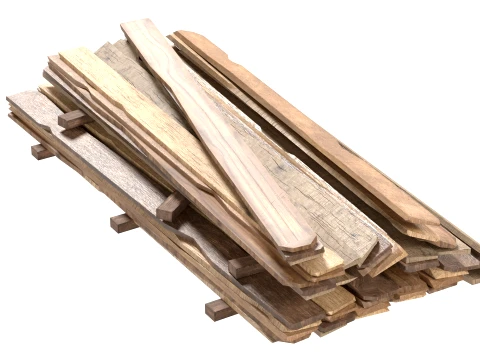 Stack of Wooden Planks 3D Model