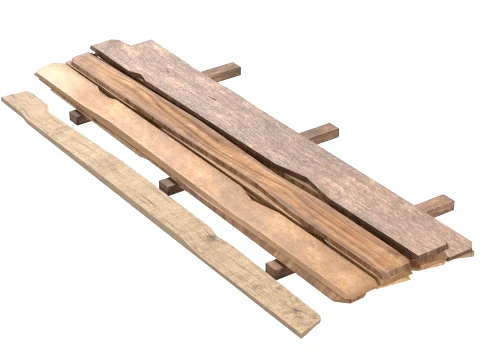 Stack of Wooden Planks 3D Model