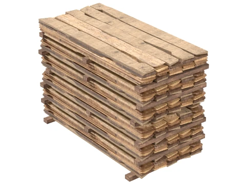 Stack of Wooden Planks 3D Model