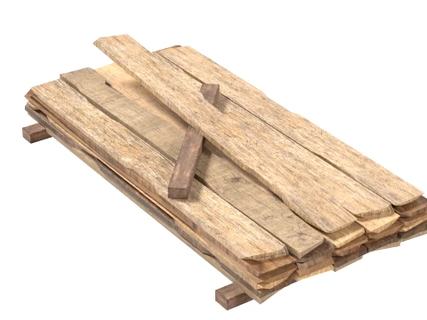 Stack of Wooden Planks 3D Model