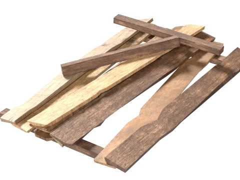 Stack of Wooden Planks 3D Model