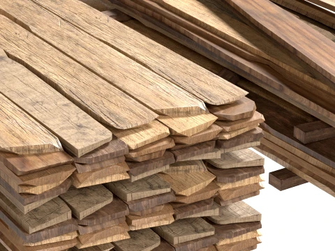 Stack of Wooden Planks 3D Model