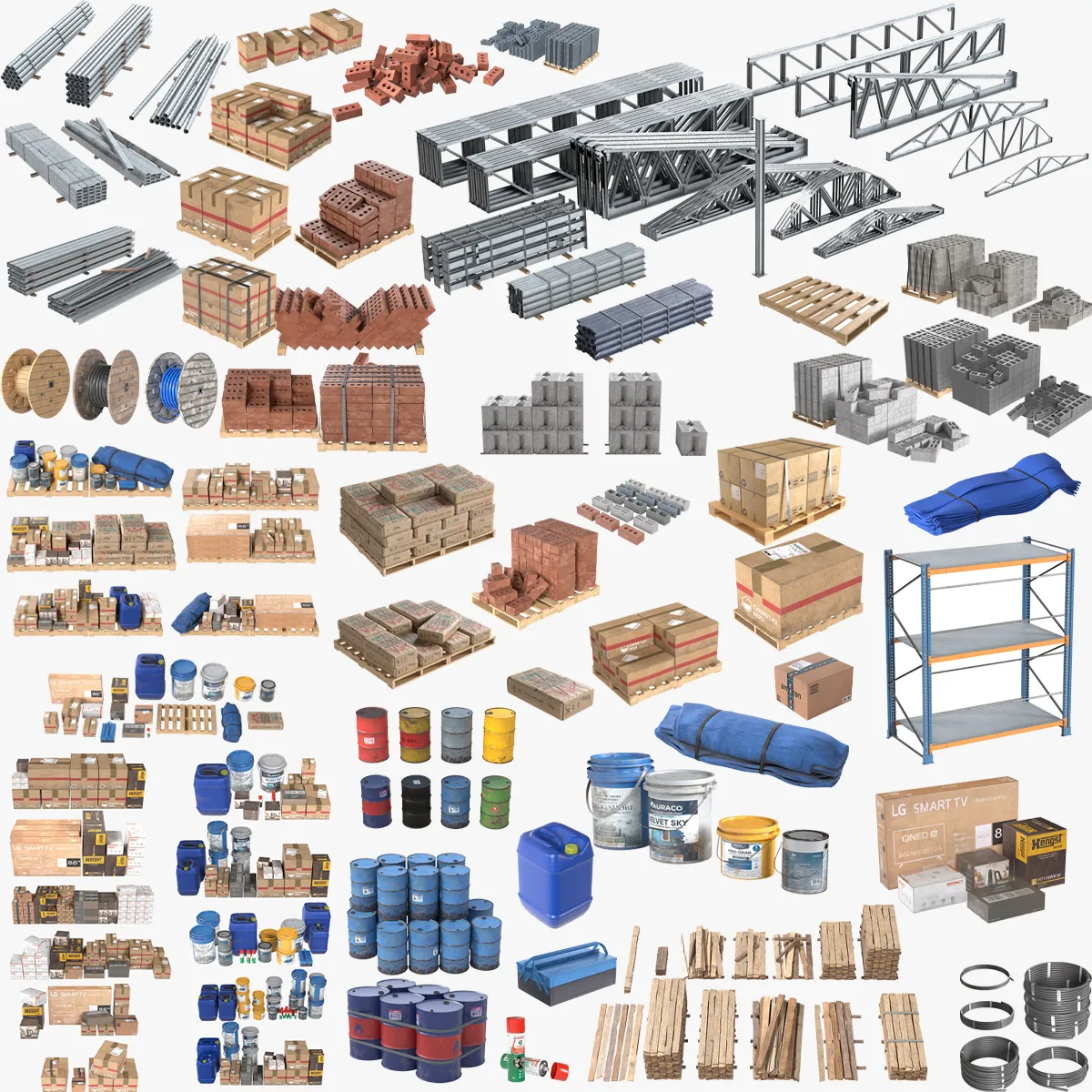 Building Materials Mega Collection 3D Model .c4d .max .obj .3ds .fbx .stl .blend