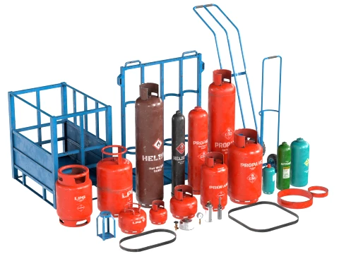 Gas Cylinder Modular Set 3D Model