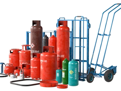 Gas Cylinder Modular Set 3D Model