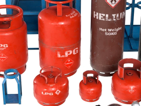Gas Cylinder Modular Set 3D Model
