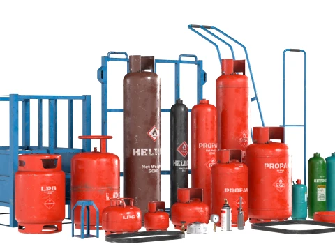 Gas Cylinder Modular Set 3D Model