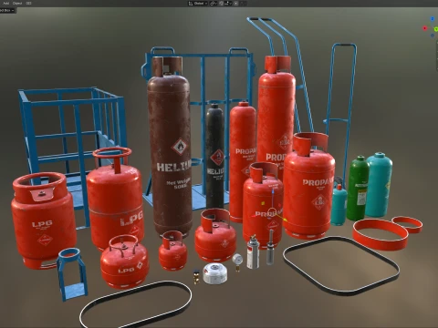 Gas Cylinder Modular Set 3D Model