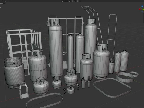 Gas Cylinder Modular Set 3D Model