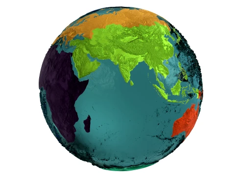 Earth Map Water Displacement Collection 3D Model