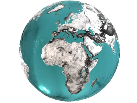 Earth Map Water Displacement Collection 3D Model
