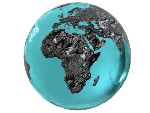 Earth Map Water Displacement Collection 3D Model