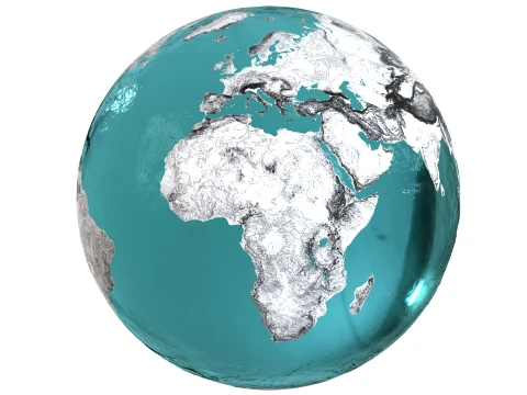 Earth Map Water Displacement Collection 3D Model