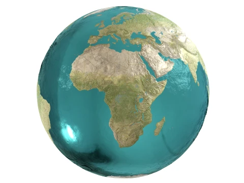 Earth Map Water Displacement Collection 3D Model