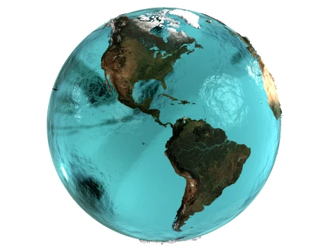 Earth Map Water Displacement Collection 3D Model