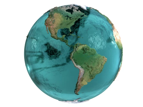 Earth Map Water Displacement Collection 3D Model
