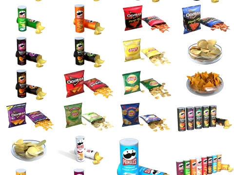Lays Doritos and Pringles Collection 3D Model