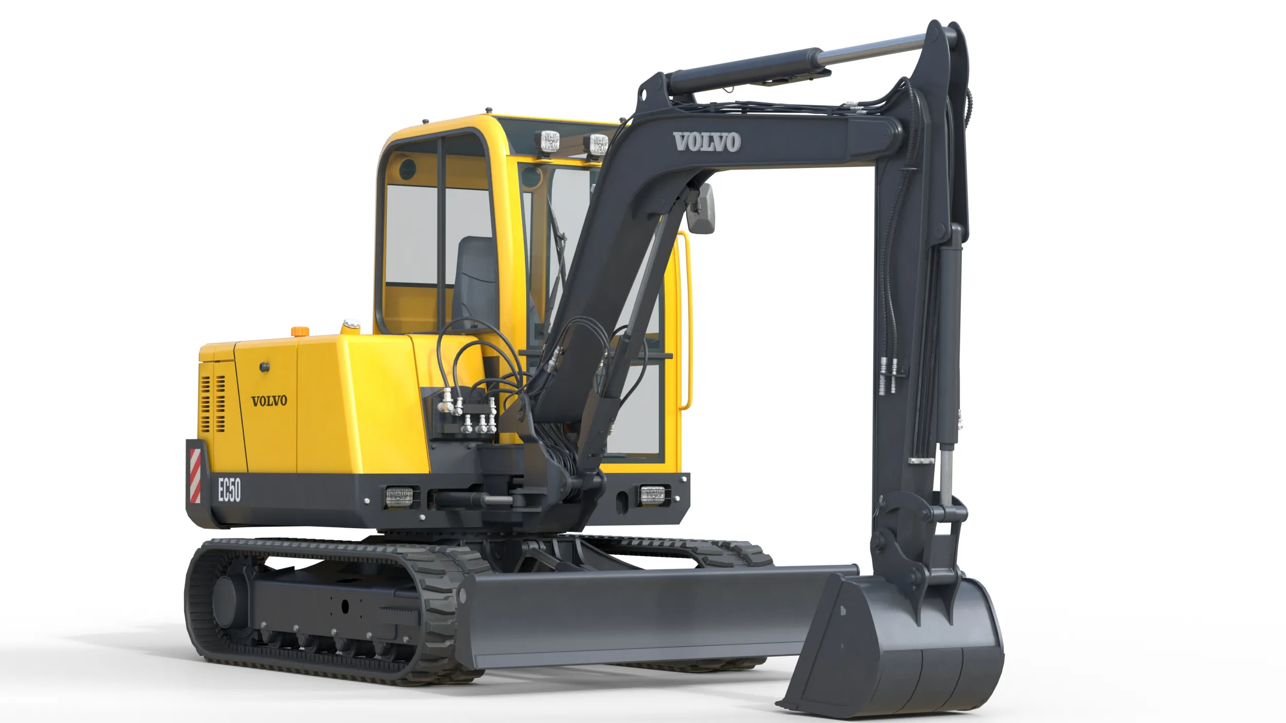 Volvo Compact Tracked Excavator EC50 3D Model .c4d .max .obj .3ds .fbx .stl .blend 
