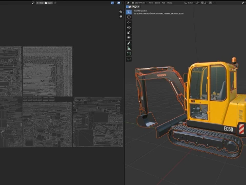 Volvo Compact Tracked Excavator EC50 3D Model