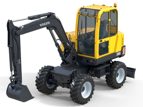 Volvo Compact Wheeled Excavator EW50 3D Модель