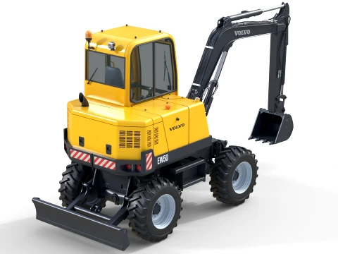 Volvo Compact Wheeled Excavator EW50 3D Model